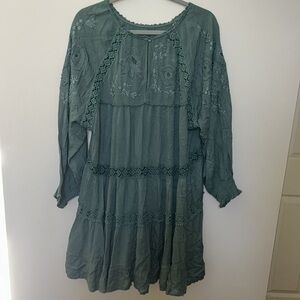 Free People Piece of Your Heart Mini Dress Green Size Large